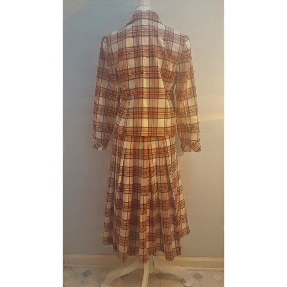 Pendleton long pleated wool tartan plaid skirt suit blazer jacket coat 8 8P S - Picture 4 of 12